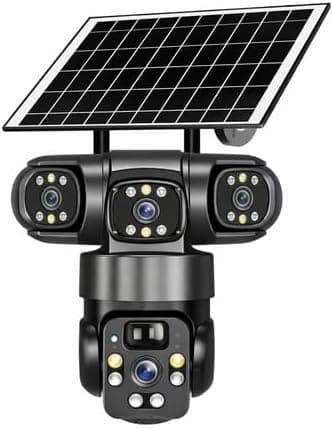 TPZ solar camera product view with triple lens and PTZ